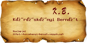 Köröskényi Bernát névjegykártya